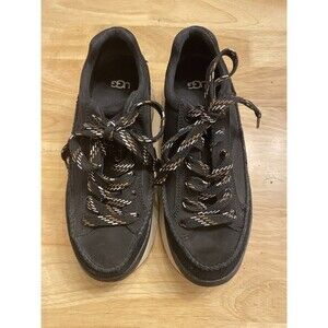 UGG Marin Black Suede Lace Up Platform Sneakers Size 8 Women